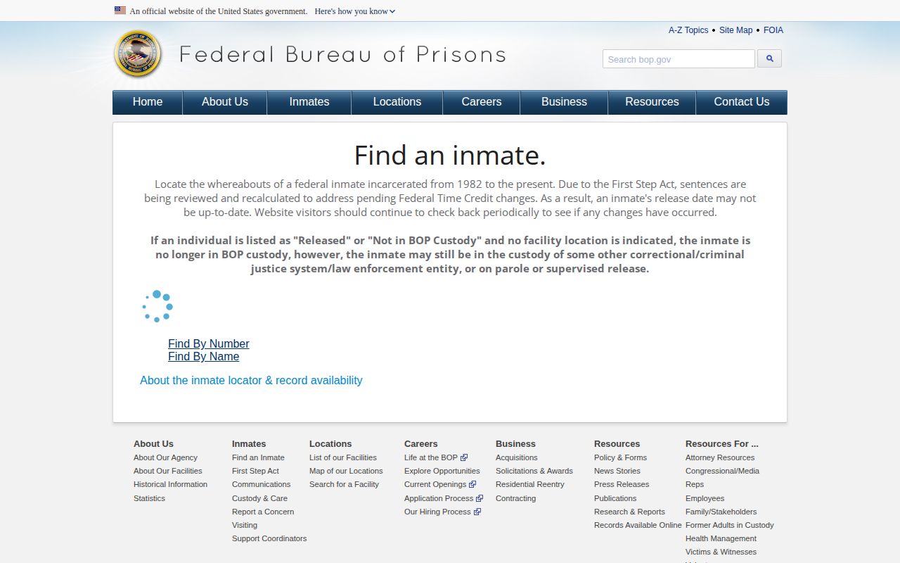BOP federal inmate release search for Patrick County records